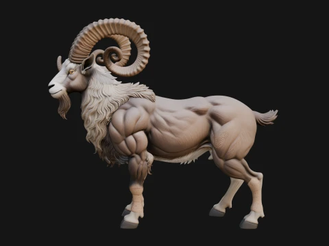Ibex Goat Statue Design 8 - 3D Print Model 3D Print Model