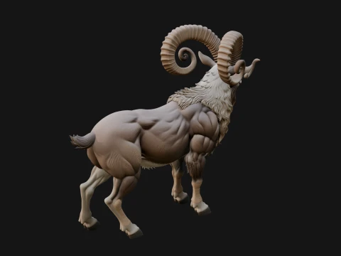 Ibex Goat Statue Design 8 - 3D Print Model 3D Print Model