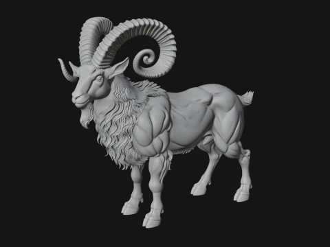 Ibex Goat Statue Design 8 - 3D Print Model 3D Print Model