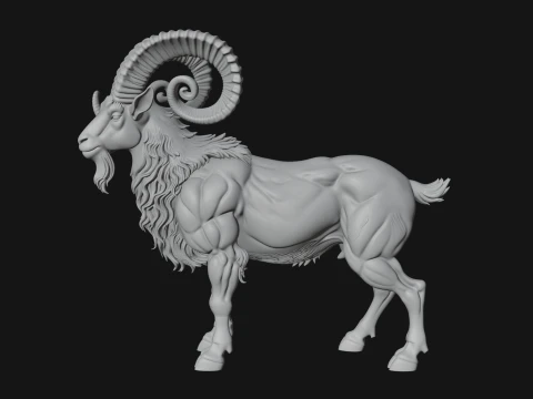 Ibex Goat Statue Design 8 - 3D Print Model 3D Print Model