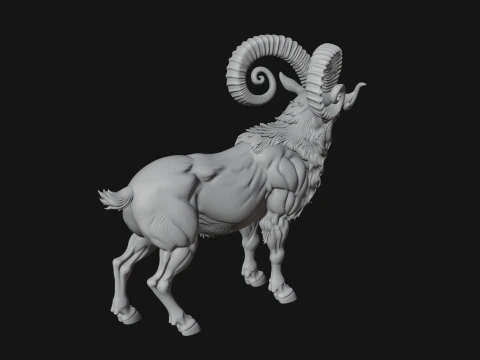 Ibex Goat Statue Design 8 - 3D Print Model 3D Print Model