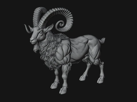 Ibex Goat Statue Design 8 - 3D Print Model 3D Print Model