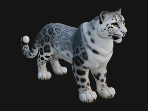 Snow Leopard Statue Design 1 - 3D Print Model 3D 프린트 모델