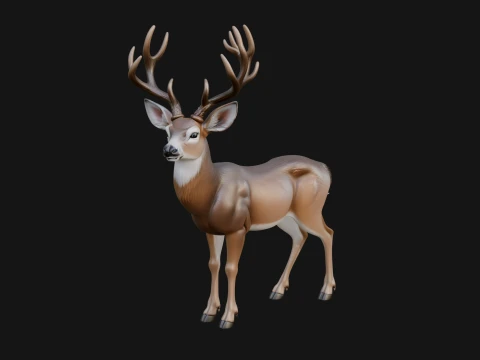 Stag Deer Statue Design 12 - 3D Print Model 3D Print Model