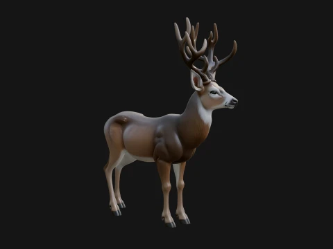 Stag Deer Statue Design 12 - 3D Print Model 3D Print Model