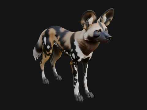 African Wild Dog Statue Design 3 - 3D Print Model 3D Print Model