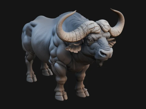 Water Buffalo Statue Design 6 - 3D Print Model 3D Print Model