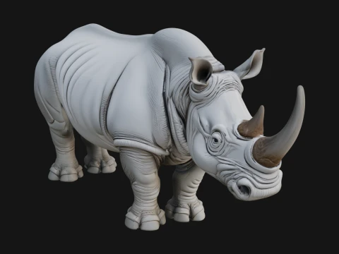 Rhinoceros Statue Design 3 - 3D Print Model 3D Baskı Modeli