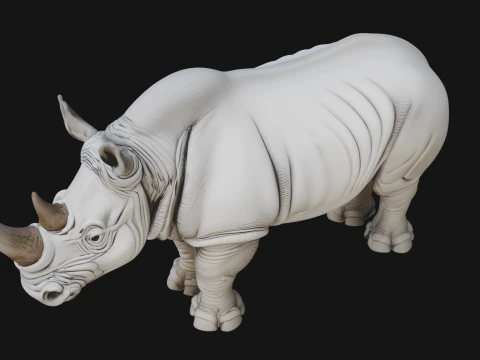 Rhinoceros Statue Design 3 - 3D Print Model 3D Print Model