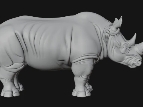 Rhinoceros Statue Design 3 - 3D Print Model 3D Print Model
