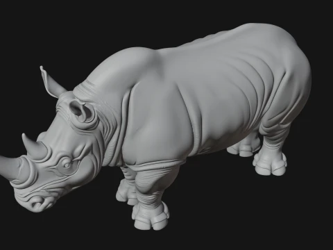 Rhinoceros Statue Design 3 - 3D Print Model 3D Print Model