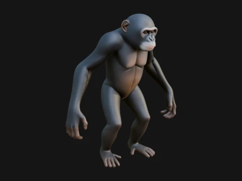 Chimpanzee Statue Design 3 - 3D Print Model 3D Print Model