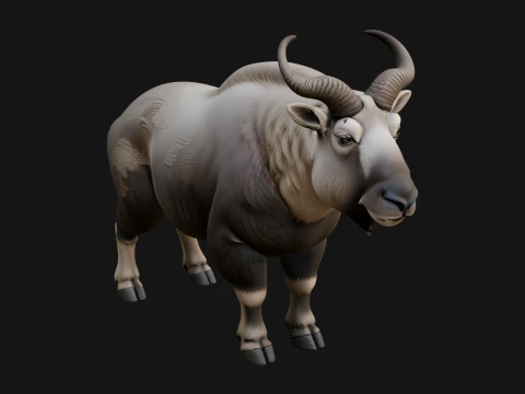 Musk Ox Statue Design 4 - 3D Print Model 3D Druckmodell