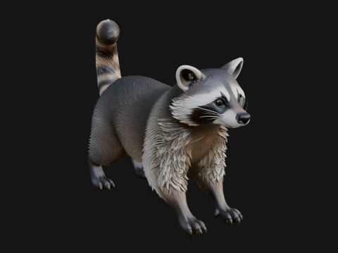 Raccoon Statue Design 3 - 3D Print Model 3D 프린트 모델
