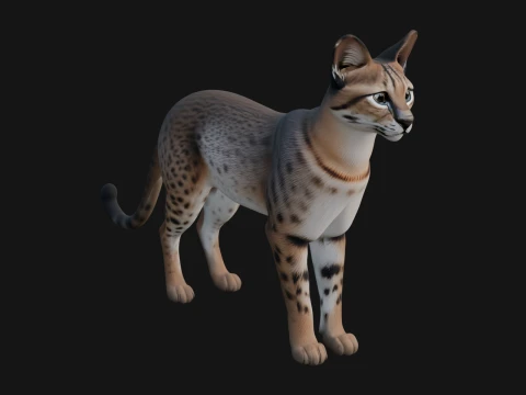 Serval Cat Statue Design 4 - 3D Print Model 3D 프린트 모델