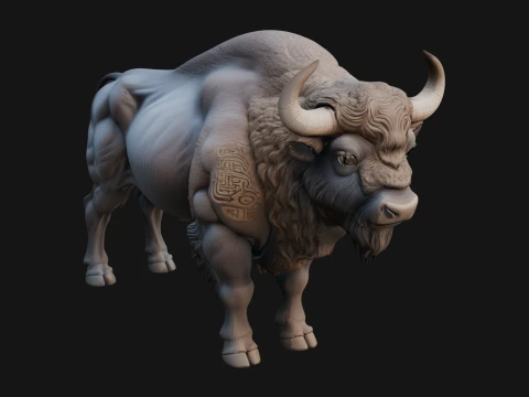 Water Buffalo Statue Design 7 - 3D Print Model 3D Print Model