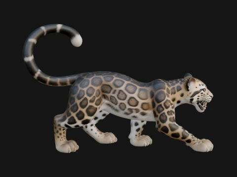 Snow Leopard Statue Design 2 - 3D Print Model 3D 프린트 모델