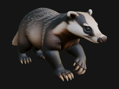 Badger Statue Design 2 - 3D Print Model 3D 프린트 모델