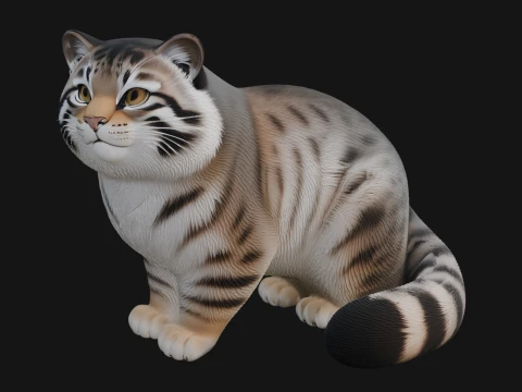 Pallas Cat Statue Design 3 - 3D Print Model 3D 프린트 모델