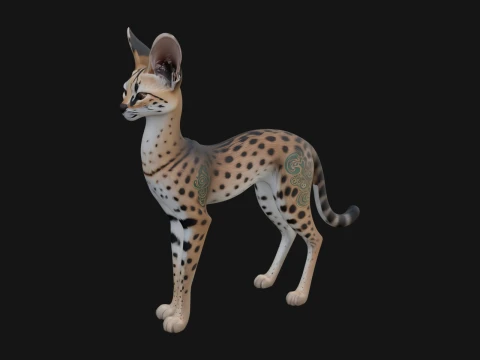 Serval Cat Statue Design 5 - 3D Print Model 3D 프린트 모델