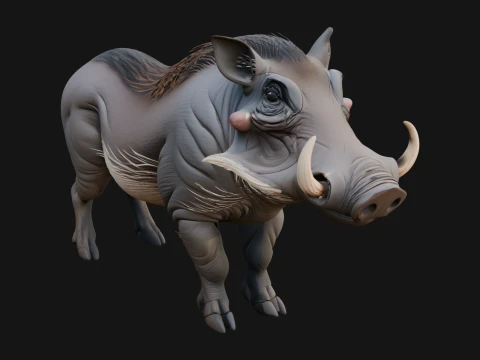 Wild Boar Statue Design 9 - 3D Print Model 3D Print Model
