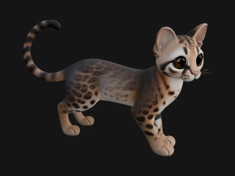 Ocelot Cat Statue Design 8 - 3D Print Model Modelo de impresión 3D