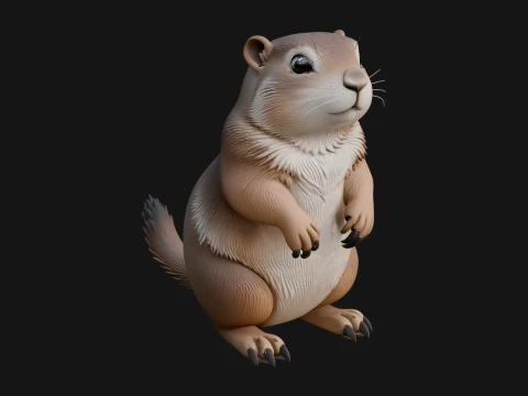 Marmot Statue Design 7 - 3D Print Model Modelo de Impressão 3D