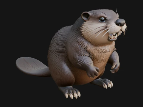 Beaver Statue Design 2 - 3D Print Model Modelo de Impressão 3D