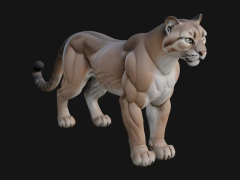 Mountain Lion Statue Design 1 - 3D Print Model 3D 프린트 모델
