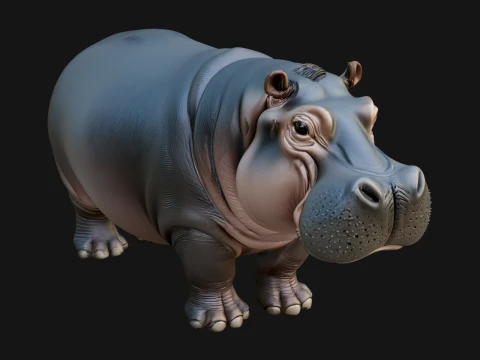 Hippopotamus Statue Design 4 - 3D Print Model 3D printmodel