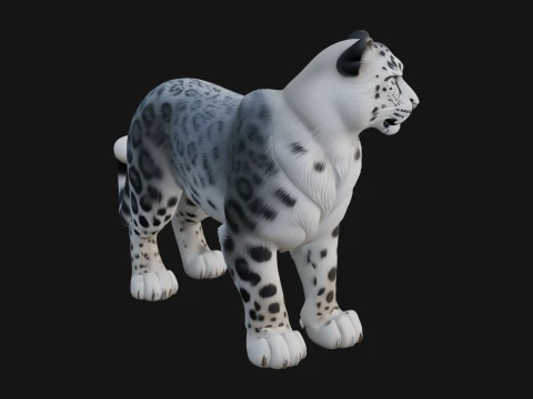 Snow Leopard Statue Design 3 - 3D Print Model 3D 프린트 모델