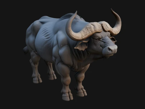 Water Buffalo Statue Design 8 - 3D Print Model 3D Print Model