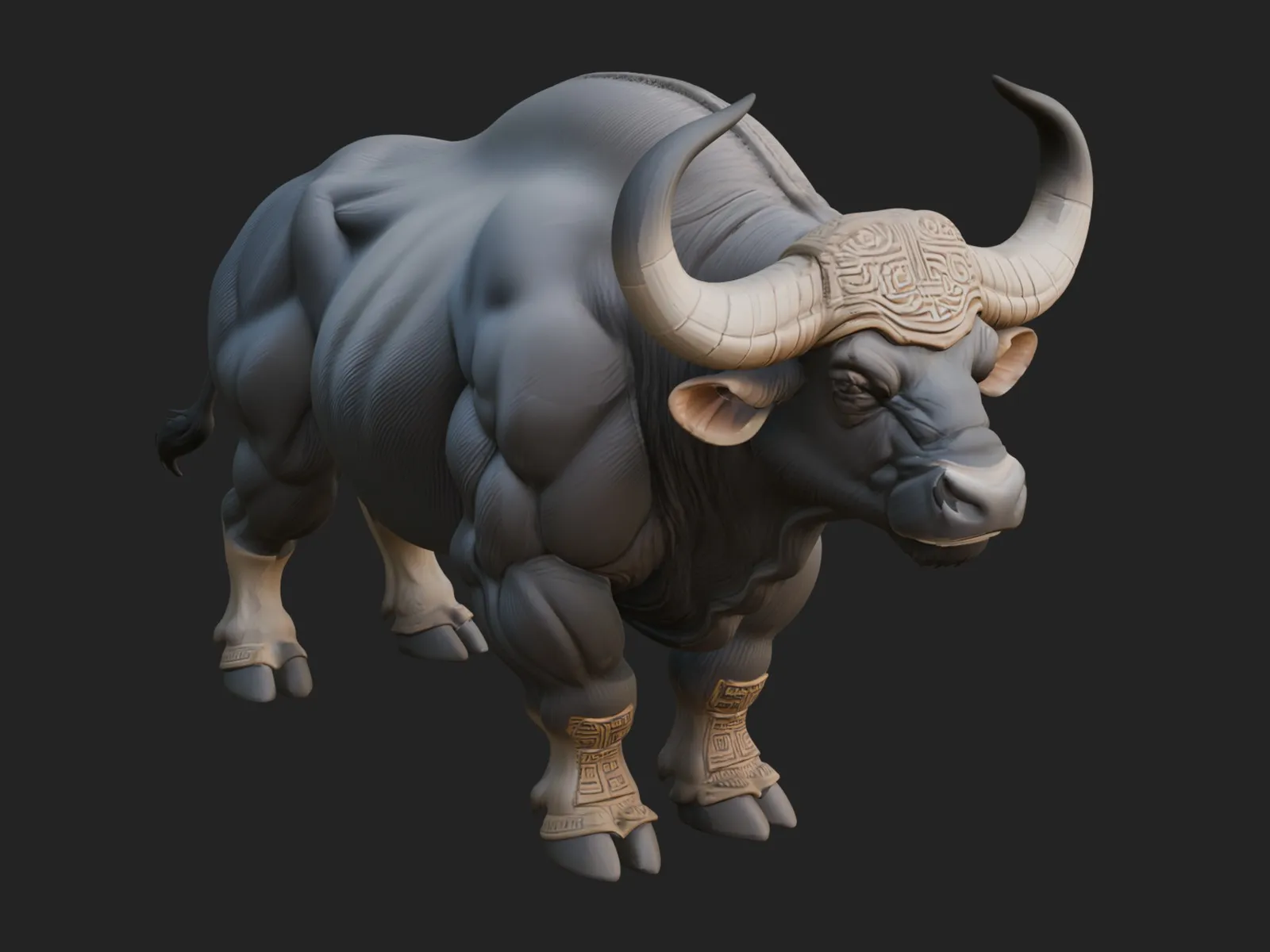 Water Buffalo Statue Design 9 - 3D Print Model 3D Print Model .c4d .max .obj .3ds .fbx .stl .blend