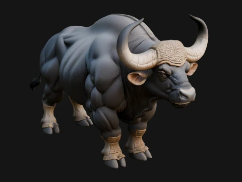 Water Buffalo Statue Design 9 - 3D Print Model 3D Print Model