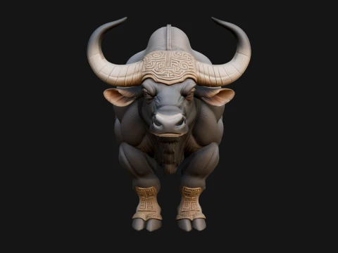 Water Buffalo Statue Design 9 - 3D Print Model 3D Print Model