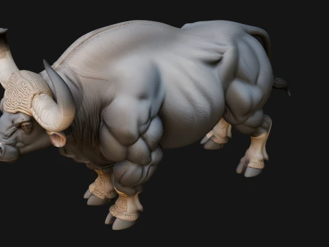 Water Buffalo Statue Design 9 - 3D Print Model 3D Print Model
