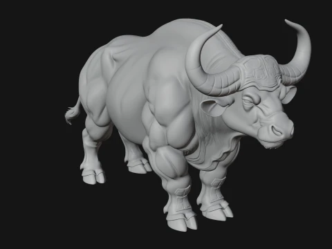 Water Buffalo Statue Design 9 - 3D Print Model 3D Print Model