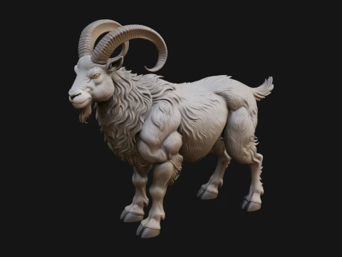 Ibex Goat Statue Design 9 - 3D Print Model 3D Print Model
