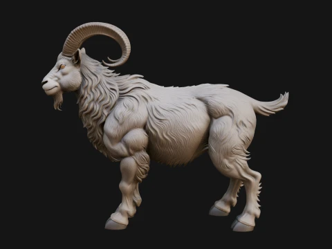 Ibex Goat Statue Design 9 - 3D Print Model 3D Print Model