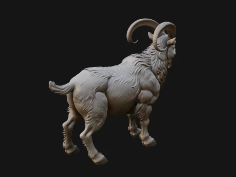 Ibex Goat Statue Design 9 - 3D Print Model 3D Print Model