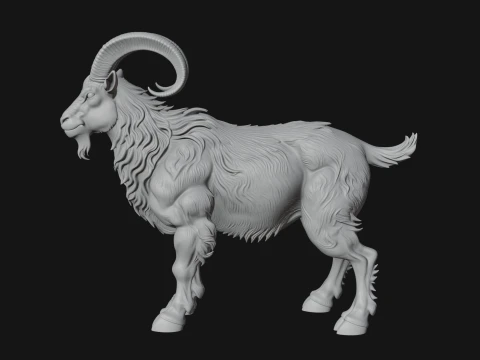 Ibex Goat Statue Design 9 - 3D Print Model 3D Print Model