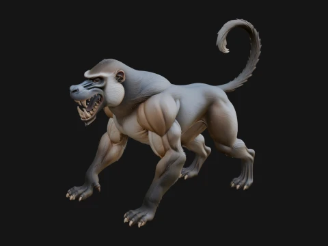 Baboon Statue Design 6 - 3D Print Model 3D Baskı Modeli
