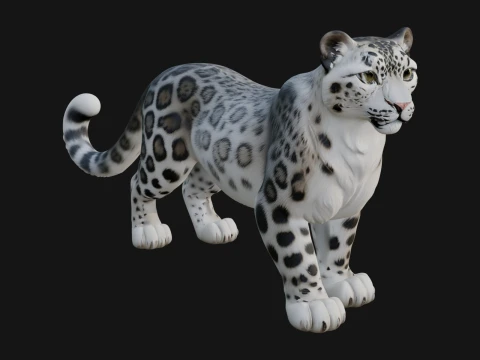 Snow Leopard Statue Design 4 - 3D Print Model 3D 프린트 모델