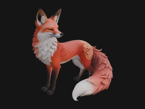 Red Fox Statue Design 2 - 3D Print Model 3D printmodel