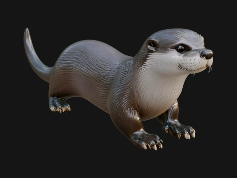 River Otter Statue Design 3 - 3D Print Model 3D Print Model