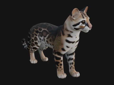Ocelot Cat Statue Design 10 - 3D Print Model 3D 프린트 모델