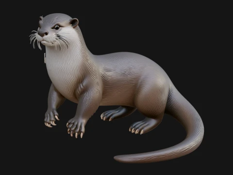 River Otter Statue Design 4 - 3D Print Model 3D printmodel