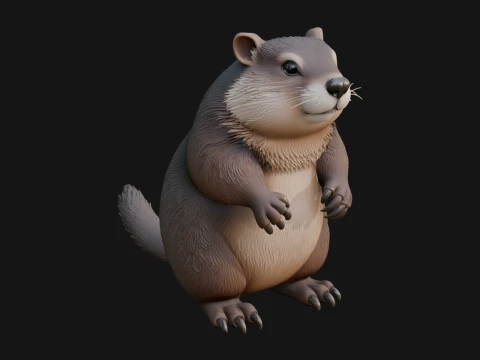 Marmot Statue Design 8 - 3D Print Model Modelo de Impressão 3D