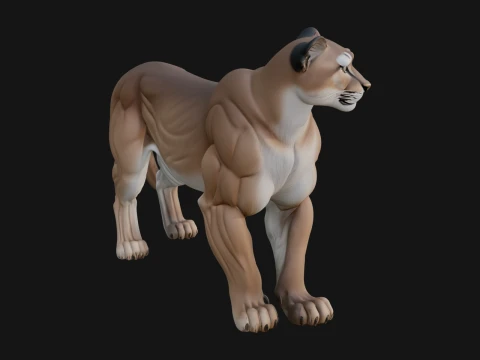 Mountain Lion Statue Design 2 - 3D Print Model 3D 프린트 모델