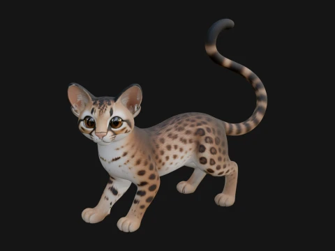 Serval Cat Statue Design 6 - 3D Print Model 3D 프린트 모델